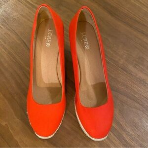 J.Crew Orange Espadrille Wedge Pumps Size 8.5